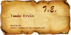 Tamás Ervin névjegykártya
